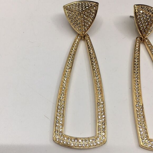 House of Harlow 1960 Mesa Door Knocker Gold Tone & Rhinestone Earrings - Picture 6 of 14